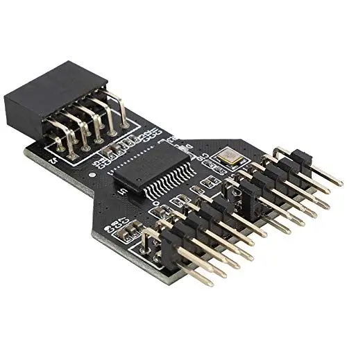 Produktbild: Tangxi 9PIN-Erweiterungsadapter, USB2.0 9PIN zu Dual 9PIN-Erweiterungsadapter Card Hub Converter für XP/Vista/7/8/10,