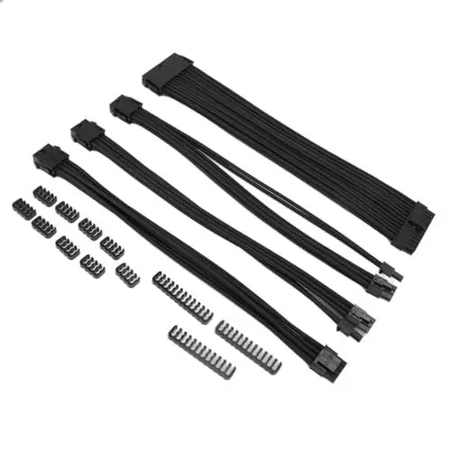 Produktbild: Tangxi CPU-Verlängerungskabel, Stabile Leistung, Hohe Leitfähigkeit, Motherboard-CPU-Grafikkarten-Verlängerungskabel, Professionell, 4 Stück für Computer (BLACK)