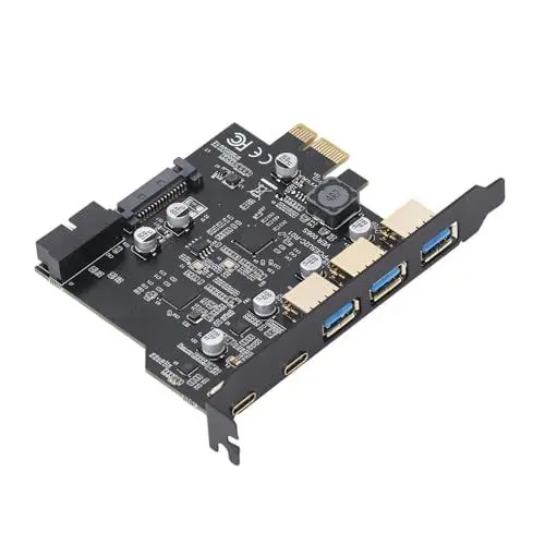 Produktbild: Tangxi PCIe zu USB 3.2 Gen 2 Karte, PCI Express PCIe Erweiterungskarte USB Karte für Desktop PCs, Bandbreite 20 Gbit/s 5 USB Anschlüsse, USB PCIe Karte Unterstützt für für Linux und