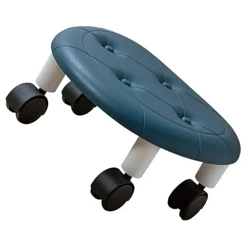 Produktbild: Tangxi Rollhocker, Fuax-Leder, Robust, Klein, Stabil, Universal-Rollhocker für Zuhause (Blue)