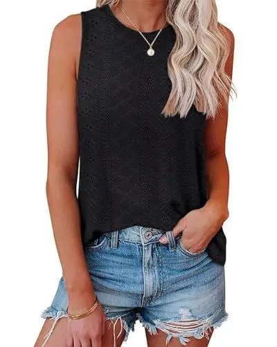 Produktbild: Tank Top Damen Ist Bügelfrei Ärmellose Blusen Sommer Lässiges Basic Oberteile Schwarz XL