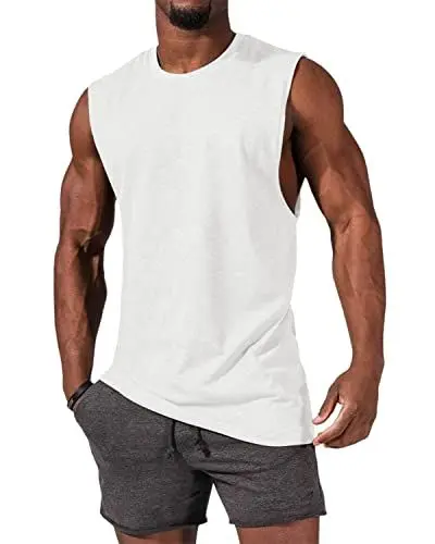 Produktbild: Tank Top Herren Ärmelloses Muskelshirts Gym Sport Unterhemd Männer Rundhals T Shirt Fitness Trägershirts Tee Top für Men Weiß XL