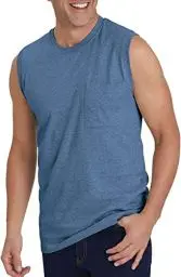Produktbild: Tank Top Herren Gym Sommer Ärmelloses Sport Muskelshirts Workout Unterhemd Männer Funktionsshirt T Shirt Fitness Trägershirts Tee für Men mit Brusttasche Blau 2XL