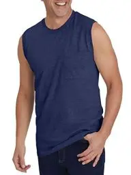 Produktbild: Tank Top Herren Ärmelloses Sommer Sport Gym Muskelshirts Workout Unterhemd Männer Funktionsshirt T Shirt Fitness Trägershirts Tee für Men mit Brusttasche Dunkelblau M