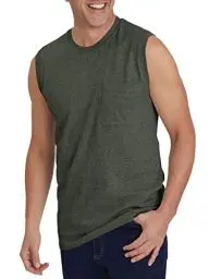 Produktbild: Tank Top Herren Ärmelloses Sommer Sport Gym Muskelshirts Workout Unterhemd Männer Funktionsshirt T Shirt Fitness Trägershirts Tee für Men mit Brusttasche Grün L