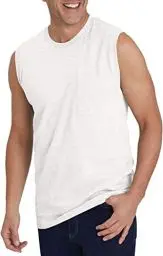 Produktbild: Tank Top Herren Ärmelloses Sommer Sport Gym Muskelshirts Workout Unterhemd Männer Funktionsshirt T Shirt Fitness Trägershirts Tee für Men mit Brusttasche Weiß L