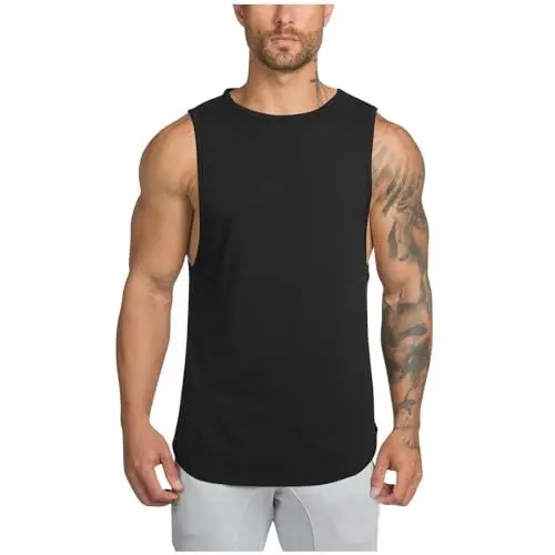 Produktbild: Tank Top Herren Sommer Tanktop Basic Baumwolle Trägershirt Mode Tshirt Ohne Ärmel Leichte Muskelshirt Bequeme Ärmellose T-Shirt Freizeit Sommershirt Deals Schwarz XXL