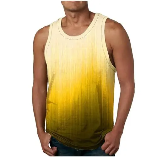 Produktbild: Tank Top Herren Tanktop Sommer Muskelshirt Freizeit Trägershirt Ärmelloses Shirt Leichte Axelshirt Bunte Tshirt ohne Ärmel Oversize Tank Tops Bequeme Unterhemd Deals of The Day Gelb XXL