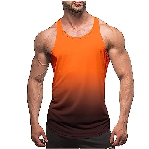 Produktbild: Tank Top Herren Tanktop Sommer Muskelshirt Sport Tanktops Freizeit Trägershirt Bunte Muskelshirts Ärmellose Shirt Leichte Axelshirt Bequeme Unterhemd Sale Orange
