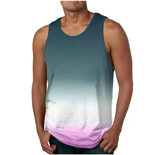 Produktbild: Tank Top Herren Tanktop Sommer Trägershirt Bunte Muskelshirt Ärmelloses Shirt Lässig Tank Tops Fashion Tshirt ohne Ärmel Regular Fit Axelshirt Bequeme Unterhemd Deals Marineblau XXL