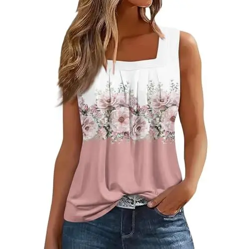 Produktbild: Tanktops & Träger-Tops für Damen Tanktop Sporttop Damen Shirts Damen Sommer Sport Tops Sommer Tunika Damen Damen Tanktop Damen Tshirt Lang Trägershirt Damen Damen Shirts Rosa 2XL
