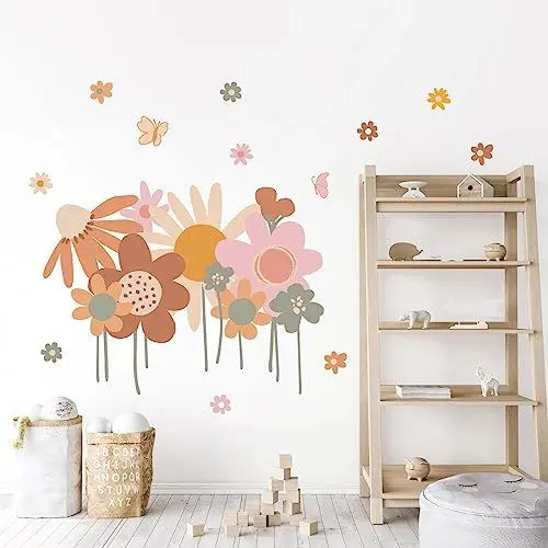 Produktbild: Tanlaby Bunte Blume Wandtattoo Boho Retro Blumen Wandsticker Große Retro Blume Wandaufkleber für Wohnzimmer Schlafzimmer Büros Sofa Hintergrund Hause Wanddekoration