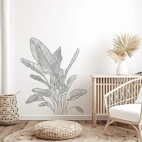 Produktbild: Tanlaby Einfache Tropische Pflanzen Wandtattoo Boho Modern Wandsticker Skizze Tropische Palmblätter Wandaufkleber für Wohnzimmer Schlafzimmer Büros Sofa Hintergrund Hause Wanddekoration