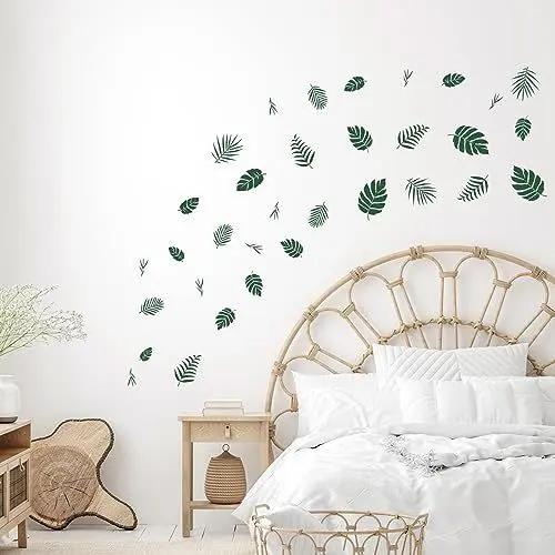 Produktbild: Tanlaby Grüne Blätter Wandtattoo Tropischer Palmblatt Wandsticker Moderne Pflanze Wandaufkleber für Frauen Wohnzimmer Schlafzimmer Büros Sofa Hintergrund Hause Wanddekoration