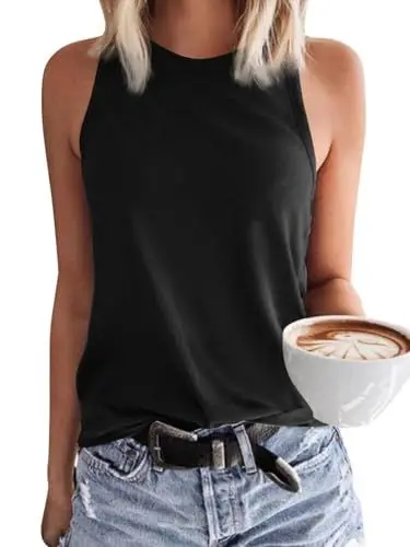 Produktbild: Tanmolo Damen Tank Top Ärmellos Oberteile Sommer Tanktops Blusentop Strand Sexy Vest Top Bluse Schwarz, M