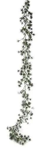 Produktbild: Tannengirlande mit Kunstschnee Kette Künstliche Deko Girlande geeist für Kamin Treppe Tanne Lärche Weihnachtsgirlande Tisch Tür Weihnachtsdeko X'mas
