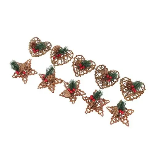 Produktbild: Tannenzapfen-Ornament, Weihnachtsdekoration, Dekorative Weihnachtsspieße, Rote Beeren, Festliche Tannenzapfen-Dekoration für Kranz, Herzstück-Dekoration