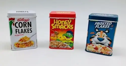 Produktbild: tanner DER KLEINE KAUFMANN TANNER Deco - Kelloggs Metalldosen Set, mit abnehmbaren Deckel, Zubehör für Kaufmannsladen, lebensmittelechtes Design, 0085.6