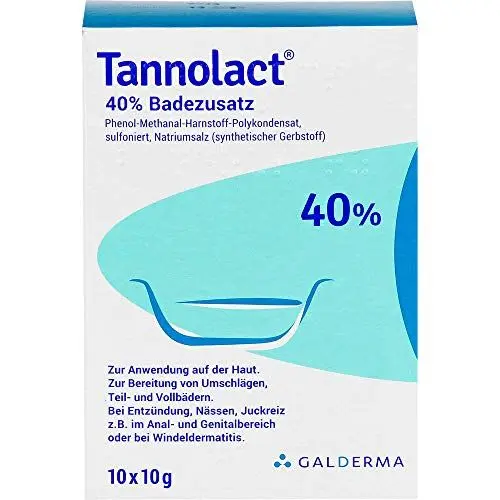 Produktbild: Tannolact Badezusatz, 100g, bei Windeldermatitis und wunden Babypos, lindert Juckreiz und Entzündungen, für Säuglinge geeignet, in 10 Einzelpackungen, kortisonfrei