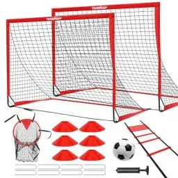 Produktbild: Tansheep Fußballtor Kinder Pop-Up 2er Set | Fussballtore für Garten Fußball Tore Faltbar mit Fußball, Leiter Kegeln, Fußballnetze für Kinder Jugendliche Kleinkinder Outdoor-Sportspiele 1.8 * 1.2m