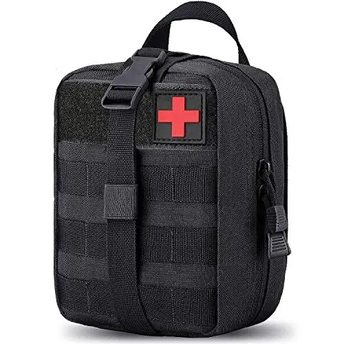 Produktbild: TANSOLE ifak Pouch erste Hilfe Tasche leer molle Taktische gürteltasche EDC Tactical kleine Pouches für Outdoor Survival, Camping, militär einsatztasche Reise verbandstasche Bag (Schwarz)