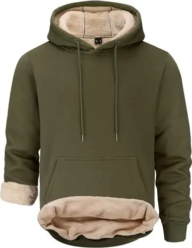 Produktbild: Tansozer Herren Warme Kapuzenpullover Fleece Sweatshirts Hoodies Gefütterte Winterpullover Fleecepullover (Armeegrün, L)