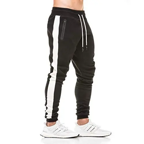 Produktbild: Tansozer Jogginghose Herren Baumwolle Trainingshose Männer Sporthose Herren Lang Slim Fit Jogginghosen Gym Fitness Hose Herren Reissverschluss Taschen Jungen Schwarz 2XL