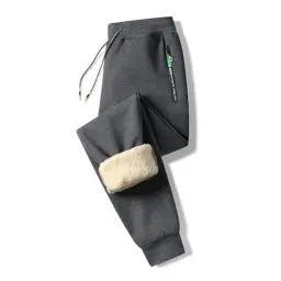 Produktbild: Tansozer Jogginghose Herren Baumwolle Winter Fleece Sweathose Herren Hose Trainingshose Herren Lang mit Gummizug Reißverschluss Taschen Dunkelgrau1909 L