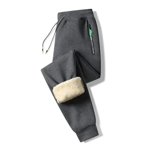 Produktbild: Tansozer Jogginghose Herren Baumwolle Winter Fleece Sweathose Herren Hose Trainingshose Herren Lang mit Gummizug Reißverschluss Taschen Dunkelgrau1909 L