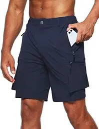 Produktbild: Tansozer Kurze Hosen Herren Sommer Leichte Schnelltrocknend Wanderhose Kurz Stretch Cargo Bermuda Sporthose Outdoor Trekking Wandern Shorts Herren Mountainbike, Arbeit, Sports Blau L