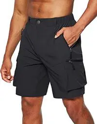 Produktbild: Tansozer Kurze Hosen Herren Sommer Schnelltrocknend Wanderhose Kurz Stretch Cargo Bermuda Sporthose Outdoor Trekking Wandershorts mit 5 Taschen Schwarz L