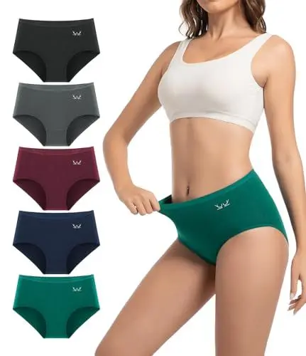 Produktbild: TANSTC Hipster Unterwäsche Damen Baumwolle Unterhosen Damen High Waist Unterwäsche Frauen Damenunterwäsche Sportunterwäsche Mehrpack Bauchweg Unterhose Damen Bikini Weich Slips Panty 5er Pack XL