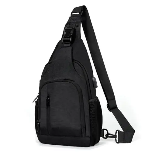 Produktbild: TANTOMI Brusttasche Herren, Sling Bag Herren, Schultertasche Herren Verstellbare Schulter, Wasserfest Umhängetasche Herren, Crossbody Bag für Männer Outdoor-Sportarten Wandern Radfahren