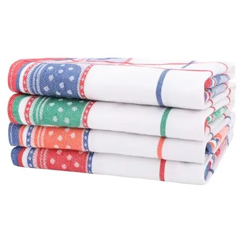 Produktbild: TanYiYi Geschirrtücher, 90% Baumwolle, 60x40 cm, 4er Set (Rot,orange,grün,blau)