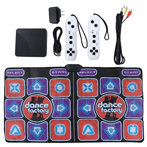Produktbild: Tanz Matte Spiele für TV-Musik Elektronische Tanz Matten mit AV-Kabel, Doppelspieler-Übung Fitness Non-Slip Dance Step Pad Tanz Matte für Kinder und Erwachsene