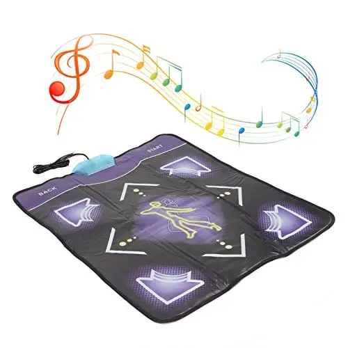 Produktbild: Tanzmatte, Integrierte Elektronische Tanzmatte mit 100 Musiktiteln und 60 Spielen, Kompatibel für Laptop-PC-Videospiele, USB-Tanzschrittpad mit Doppeltem Verwendungszweck für Kinder und(EU-Stecker)