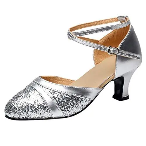 Produktbild: Tanzschuhe Damen Geschlossener Büro Trachtenschuhe Knöchelriemen High Heels Blockabsatz Sandale Brautschuhe für Hochzeiten und Partys Riemchenpumps Bequem Elegante Spangenpumps Pumps