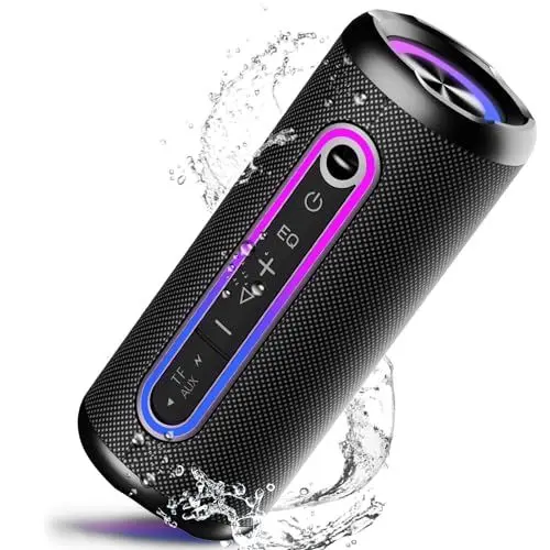 Produktbild: taopodo Bluetooth Lautsprecher mit Licht, Bluetooth 5.3 Musikbox, 40W Dual Lautsprecher, Dualen Bass-Treibern, 40 Std Akku, IPX7 wasserdicht, TWS Paarung, AUX, TF Karte, Geeignet Outdoor/Party/Reisen