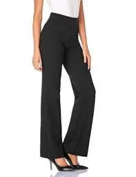 Produktbild: Tapata Damen 71cm/76cm/81cm/86cm Bootcut Stretch-Hose Hoher Bund Frauen Bürohosen Arbeitshose Bauchkontrolle Lange Elegante Schlaghose Freizeithose Yogahose 81cm Schwarz XXL