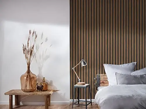 Produktbild: TAPETE LIVING Vlies Tapete Holzoptik 3d skandinavische Vliestapete Holzlamellen Holzpaneele Naturholz Wandtapete Modern