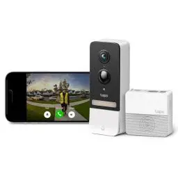 Produktbild: Tapo D230S1 Video-Türklingel Akku (Video Doorbell) | Türklingel mit Kamera, 2K 5MP, Farbe Nachtsicht, ultrabreiten Sichtfeld, herausnehmbare Batterie, KI-Erkennung, Mit Chime