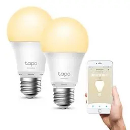 Produktbild: Tapo TP-Link L510E smarte WLAN Glühbirne E27, dimmbar 8.7 W, kein Hub notwendig, kompatibel mit Alexa, Google Assistant, Abläufe und Zeitpläne, Abwesenheitmodus, App, Warm Weiß, 2er pack