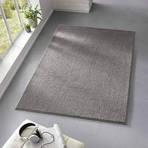 Produktbild: Taracarpet Teppich Kurzflor weicher Designer Uni Bodenbelag Madrid fürs Wohnzimmer, Kinderzimmer, Schlafzimmer und die Küche geeignet Anthrazit Dunkelgrau 080x150 cm