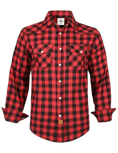 Produktbild: TARAINYA Flanellhemd Herren Western Oktoberfest Schnappen Langarm Karohemd Holzfällerhemd Cowboy Regular Fit Rot L