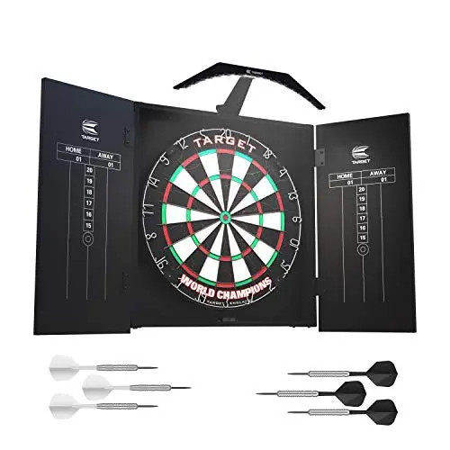 Produktbild: Target Darts Arc Dartboard-Beleuchtungssystem im Heimkabinett-Set Inklusive Weltmeister-Dartboard und 2 Dart-Sets, Schwarz, Standardgröße