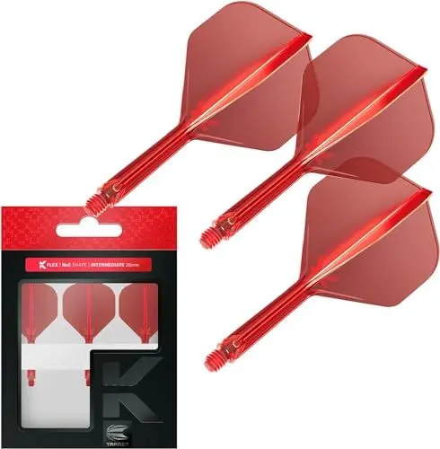 Produktbild: Target Darts K Flex Integrierter Dart-Flug und -Schaft, Nr. 2 Rot (Mittelstufe) | 3er-Pack K-Flex - No 2, Precision Moulded 2-In-1 Dart Flights und Dart Stem | Professionelles Dart-Zubehör