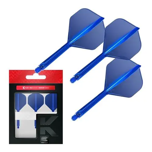 Produktbild: Target Darts K Flex Integrierter Dart-Flug und -Schaft, Nr. 2 Blau (Mittel) | 3er-Pack K-Flex - Nr. 2, Präzisionsgeformte 2-in-1-Dart-Flüge und Dart-Schaft | Professionelles Dart-Zubehör