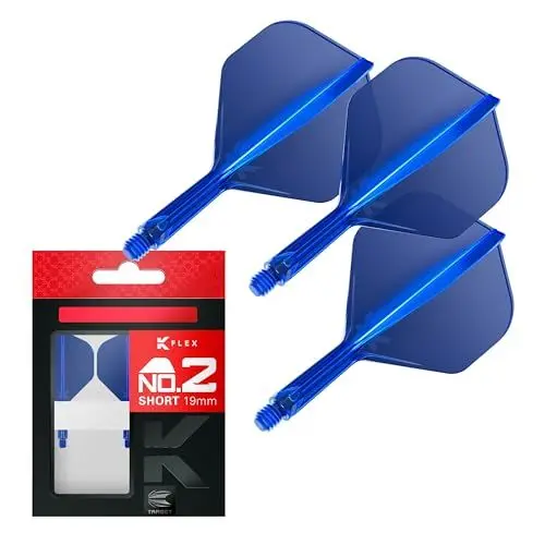 Produktbild: Target Darts K Flex Integrierter Dart-Flug und -Schaft, Nr. 2 Blau (Kurz) | 3er-Pack K-Flex - Nr. 2, Präzisionsgeformte 2-in-1-Dart-Flüge und Dart-Schaft | Professionelles Dart-Zubehör