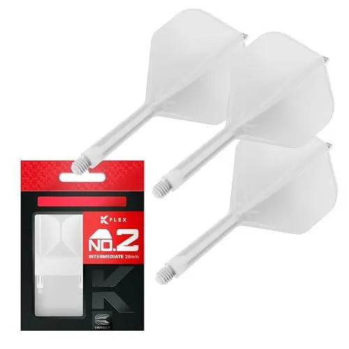 Produktbild: Target Darts K Flex Integrierter Dart-Flug und -Schaft, Nr. 2 Weiß (Mittelstufe) | 3er-Pack K-Flex - Nr. 2, Präzisionsgeformte 2-in-1 Dart-Flüge und Dart-Schaft | Professionelles Dart-Zubehör