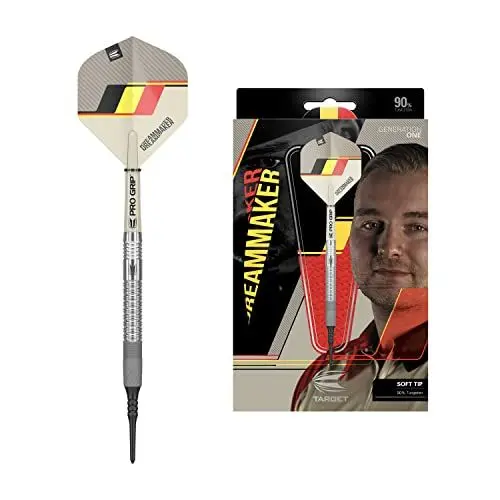 Produktbild: Target Darts Unisex-Adult Dimitri Van den Bergh Dream Maker G1 90% Wolfram Softdarts-Set Dartpfeile, Sand, Schwarz, Gelb and Roter, 21G